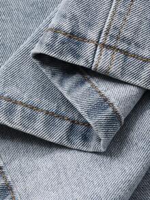 DAZY Loose Drawstring Waist Casual Women Denim Skirt - Light Wash - View 6