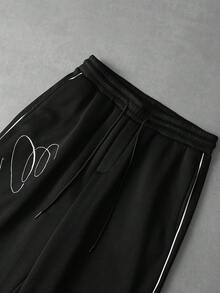 PAVTROS Quần dài nam phong cách đường phố INS thêu họa tiết bên hông, thích hợp cho các lễ hội âm nhạc, hộp đêm, quà tặng cho bạn trai/chồng, quà kỷ niệm, quần thể thao màu đen thường ngày. - màu đen - Xem 5