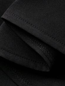 FRIFUL 女士混纺面料网纱雪纺A字连衣裙，泡泡袖，蝴蝶结腰带，夏季休闲派对连衣裙，情人节派对 - 黑色 - 查看 9