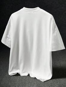 Manfinity Roghcode Men Plus Size Street-Style Popular INS Matching Cross Full-Print Towel Embroidery, Daily, Boyfriend/Husband Gift, Anniversary Gift, White T-Shirt With Crosses Short Sleeve T-Shirt