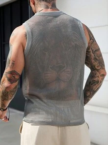 Manfinity CasualCool Camiseta de tirantes gris de malla transpirable para hombre, para primavera/verano - Gris - Ver 2