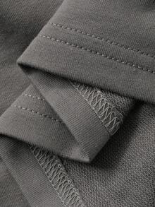 FRIFUL Damska koszulka z długim rękawem, asymetrycznym krojem i luźnym krojem w jednolitym kolorze z paskiem - Szary - Zobacz 8