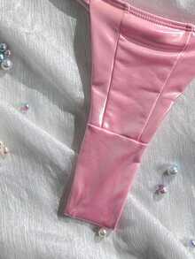 Swim SXY 2022 Spring/Summer Vacation Beach Women 2 Pieces Swimwear Set, Pink Laser Shell Padded Bikini 2026 New Women's Swimwear ArrivalFor School,Suitable For Holiday, Date, Afternoon Tea, Western, Cruise, Beach, Island, Road Trip, All Seasons, Music Festival, Boho Vacation,Bohemian Vacation, Chill Autumn ,Western Boho ,Elegant Tops For Women Sea Bikini Set Summer Sexy Bikini Set Bikini Sets Not Cheeky Shell Bikini Seashell Bikini - Pink - View 6