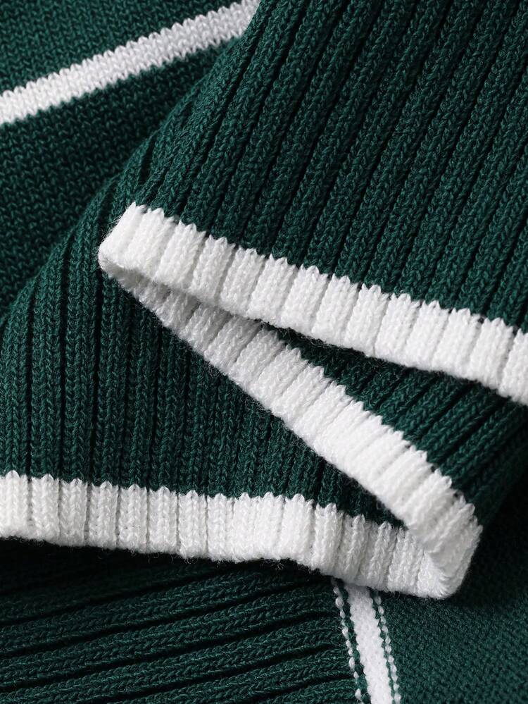 Dazy Plus Solid Color Polo Collar Fitted Short Sleeve Knit Top, Spring/Summer/Autumn