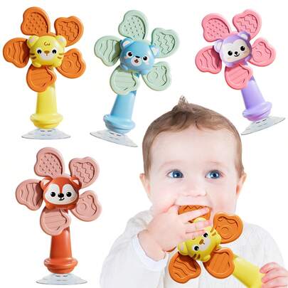 MINKOJA - SELECTS Baby Suction Cup Windmill Toy - Manual Rotating Wind- Spinner With & Bear Animal Shapes, Sensory Motor Skills Development, Windmill Rotation For, Travel-Friendly,Easter,Easter Gift,Childen's Day,Bath Toys,Pool Toys,Baby Stuff,Baby Toys,Baby Bath Floating Wind Up Toys