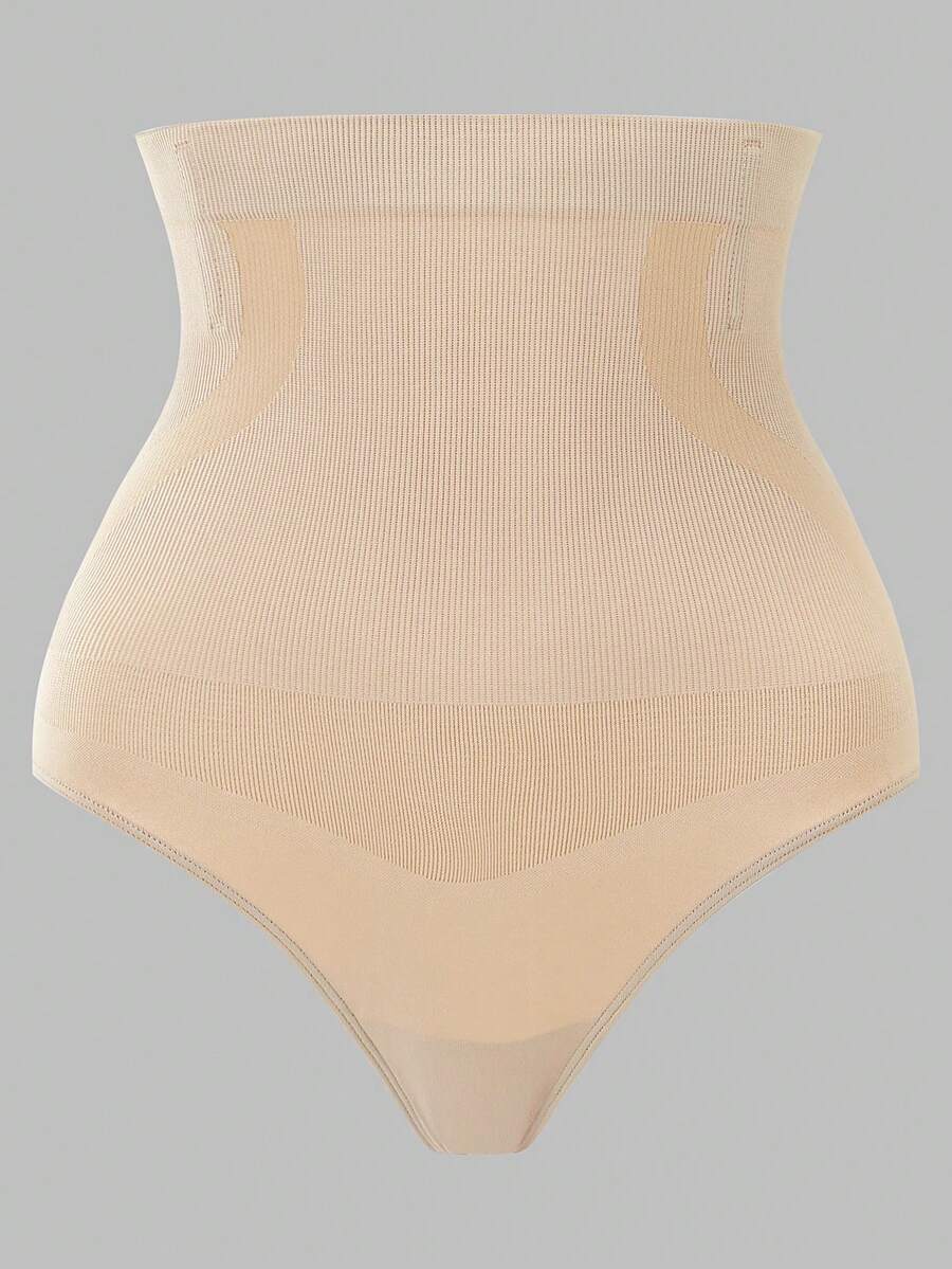 1 peça Calcinha modeladora feminina de cintura alta, cor sólida - Damasco - Ver 1