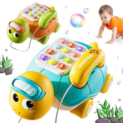 MINKOJA Điện thoại rùa tương tác cho bé học tập với các nút bấm và âm thanh nhạc – Đồ chơi giáo dục phát triển kỹ năng vận động tinh và nhận thức, các nút bấm chống vỡ, điện thoại mô phỏng đa chức năng, đồ chơi rùa phát sáng và nhạc, trò chơi xếp hình giáo dục sớm, khuyến khích bé giao tiếp, quà tặng Phục Sinh, quà tặng Ngày thiếu nhi, đồ chơi trẻ em, đồ chơi âm nhạc cho bé.