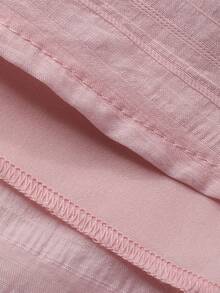 DAZY 2件套女士简约风荷叶边领连衣裙套装，韩版时尚，青春靓丽，显瘦优雅长裙 - 粉色 - 查看 3