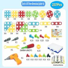 MINKOJA STEM玩具、设计钻孔玩具、带玩具钻的建造游戏、创意工程积木套装、儿童益智玩具、复活节、复活节礼物、儿童节玩具、派对礼品袋填充物、其他儿童早期发展和活动玩具 - 彩色 - 查看 6
