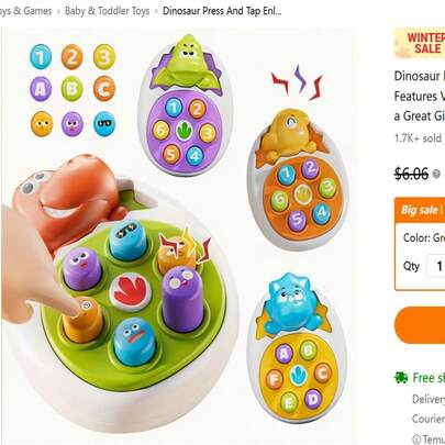MINKOJA 恐龙玩具，恐龙主题敲击游戏，益智学习玩具，趣味生日礼物，男孩女孩互动敲击玩具，复活节，复活节礼物，儿童节，解压玩具，儿童玩具，派对礼品袋填充物，儿童敲击玩具