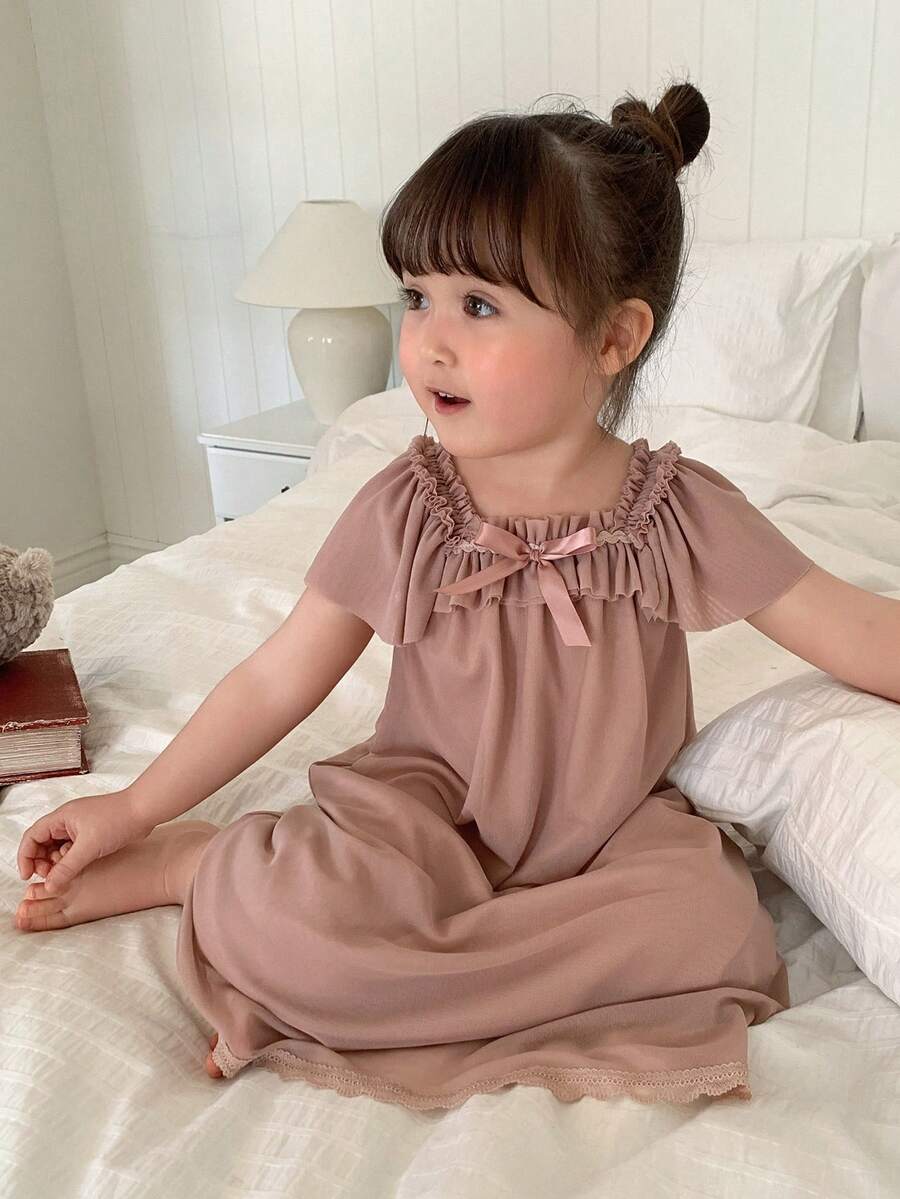 DAZY 婴幼儿女童休闲蝴蝶结舒适家居服 - 淺粉色 - 查看 1