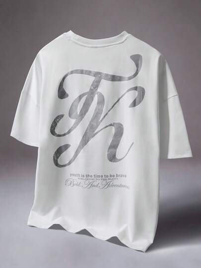 STYNVO 男士时尚舒适短款英文印花T恤