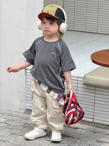 DAZY Baby Boys' Round Neck Contrast Stitching Short Sleeve Casual Street Wear Top Summer - Black - View 9