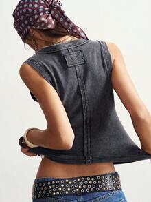 Bohemela Áo vest dệt kim ôm dáng cổ chữ V màu trơn dành cho nữ, kiểu dáng thường ngày. - Xám - Xem 8