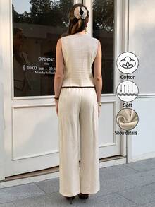 Elyressa Bộ hai chiếc áo khoác mùa hè thanh lịch được dệt thủ công bởi phụ nữ. - Màu be - Xem 2