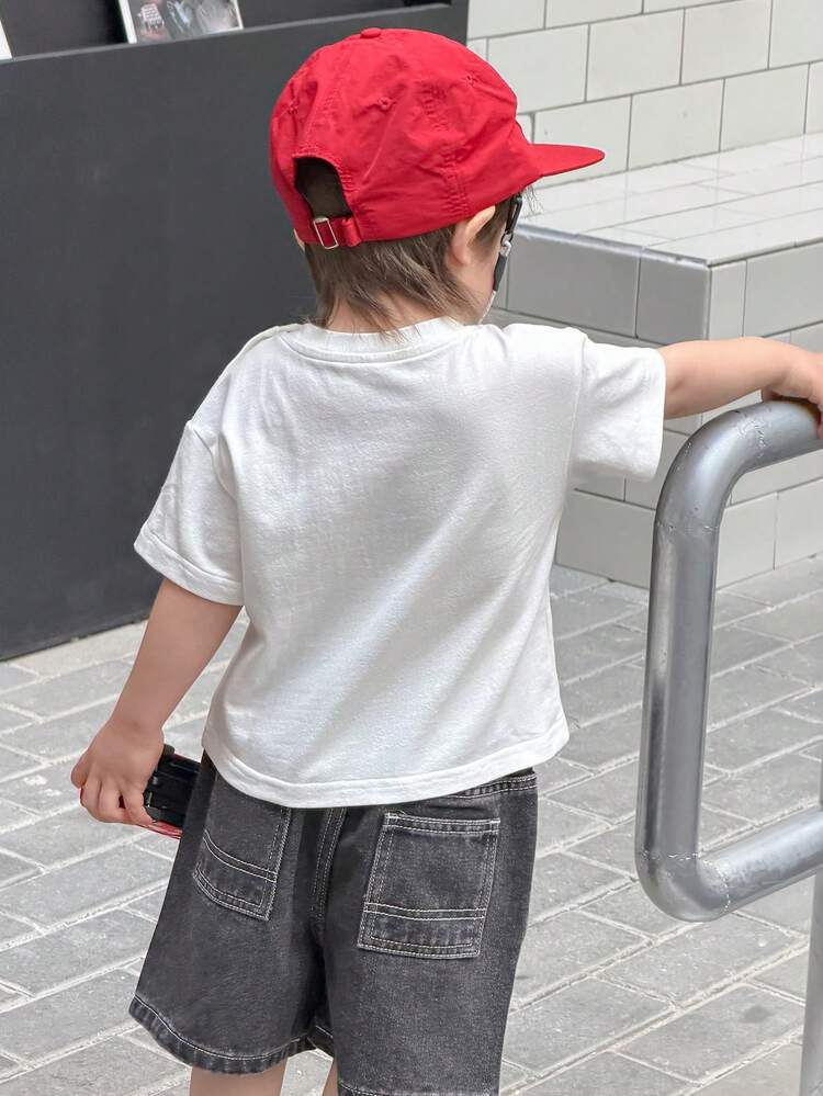 Baby Boys' Cartoon Print Casual Round Neck Short Sleeve Top Summer