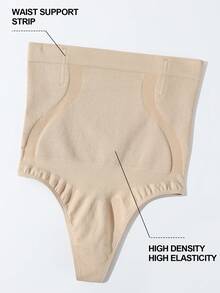 1 peça Calcinha modeladora feminina de cintura alta, cor sólida - Damasco - Ver 6