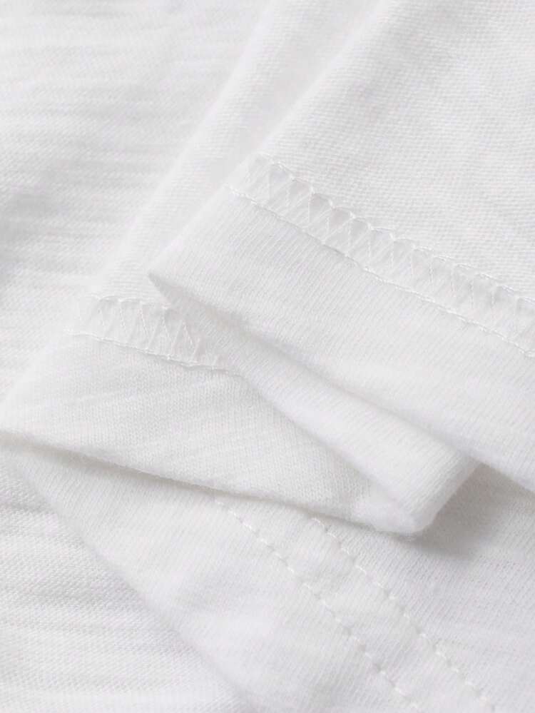 Women's Round Neck Frill Trim Short Sleeve Backless Design Tie Decor Casual T-Shirt