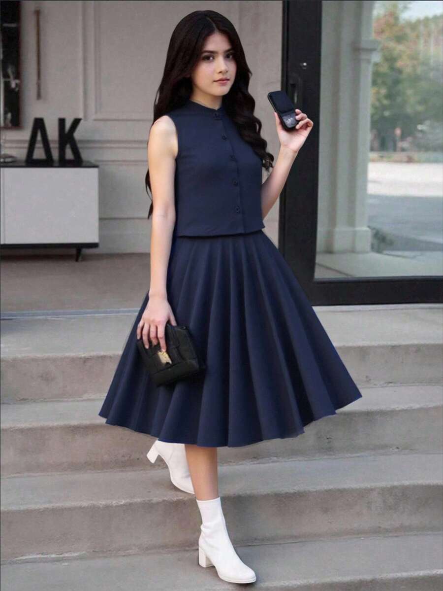 Tween女孩2件組冬季套裝，冬季服飾，秋季服飾，萬聖節，萬聖節，聖誕節服飾，Tween女孩純色