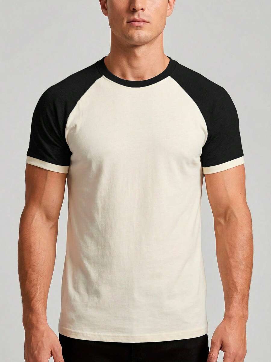 Ivalta Mexico Playera Para Caballero - Cuello Redondo Manga Corta - Combinable Ranglan - Blanco/Negro - Ver 1