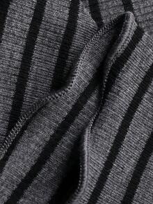 Dazy Plus Oversized Striped Short Sleeve Black & White Summer T-Shirt - Grey - View 8