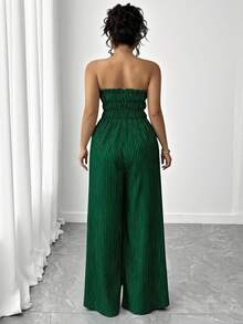 Elenzga Damen Große Größen Lässig/Business gestreifter Jumpsuit mit Schleife, Frühling/Sommer - Verschiedenfarbig - Übersicht 2