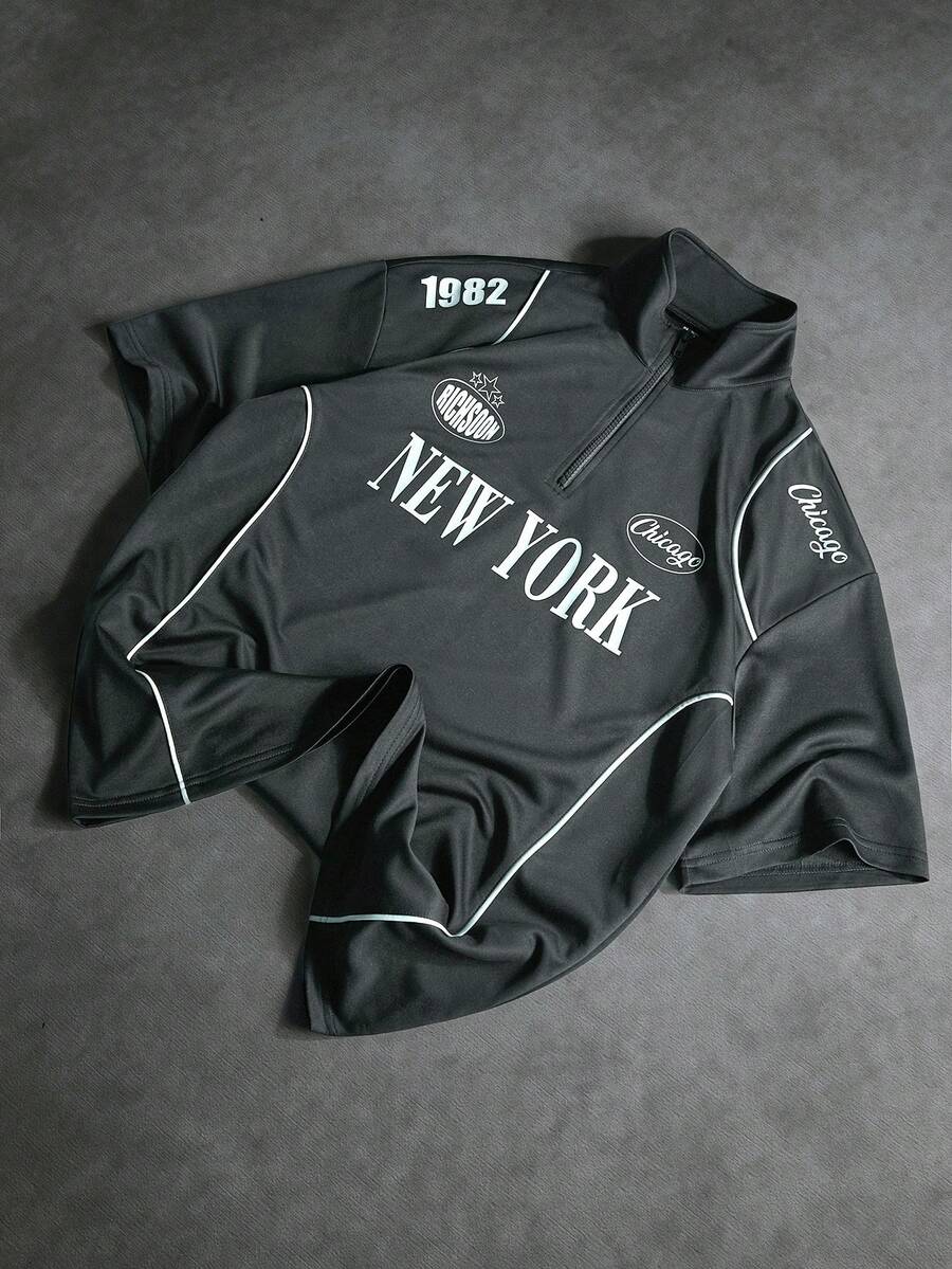 STYNVO Men's Casual Letter Print Short Sleeve Polo Shirt, Summer - Multicolor - View 1