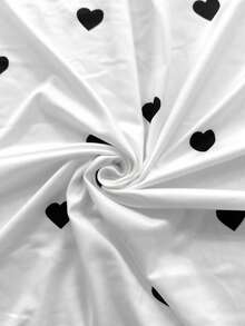 Resyla 女士新款爱心印花撞色领修身不对称下摆T恤，春夏款 - 彩色 - 查看 3