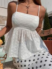 DAZY Women's Textured Fabric Camisole Casual Tank Top - White - View 1