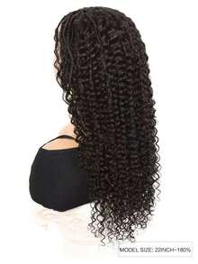 Boho Braided Water Wave Human Hair 180% Density 13x4 Bohemian Curly Ends Boho Braids Wig 18-30Inch Human Hair Wigs Curly Wave Pre Plucked Transparent Lace Natural Black Wigs - Natural Black - View 4