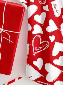 Manfinity Homme Men's Casual Valentine's Day Red & White Heart Print Slim Fit Short Sleeve Shirt, Slim Fit Shirt, Valentine's Day Gift For Boyfriend - Multicolor - View 4