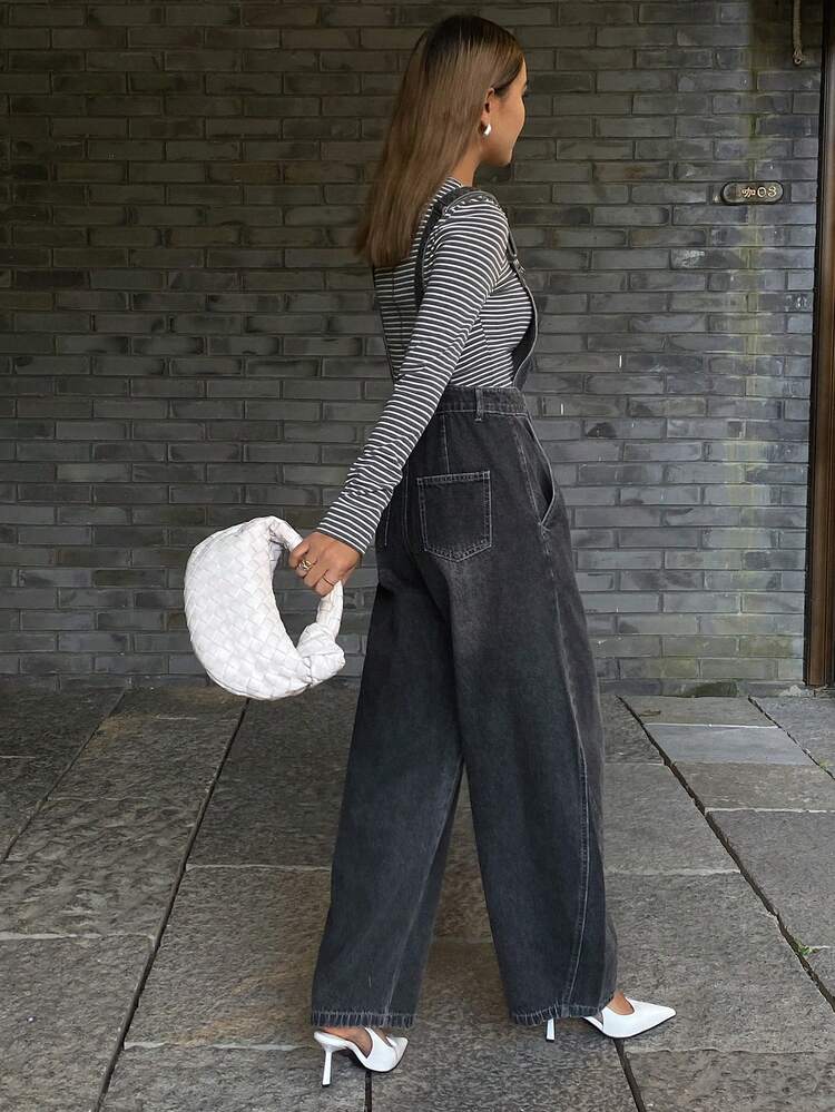 Western Cowgirl Loose Distressed Bib Overall Harem Pants, Casual Street Style Denim Bib Pants And Jumpsuit For Women, Spring/Autumn