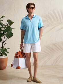 Airaco 男士休闲撞色滚边短袖Polo衫，夏季 - 彩色 - 查看 6