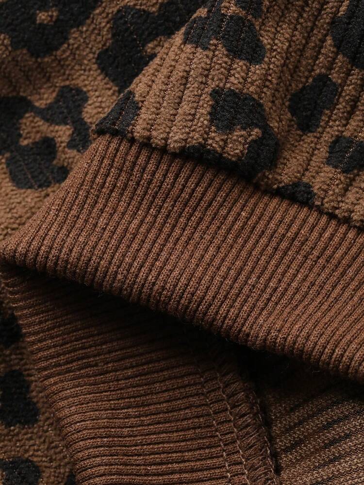 2pcs Baby Girls Leopard Print Casual Sweatshirt And Loose Pants Set, Spring/Autumn Toddler Girls Clothes