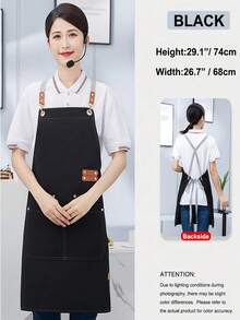 SHEIN 1 件 74*68cm 男女通用长款防水防油围裙餐厅围裙，系带围裙，多个口袋，适用于服务员、厨房、浴室、家庭、餐厅、家居用品，5 种颜色可选：黑色、卡其色、浅棕色、深棕色、蓝色 - 彩色 - 查看 8