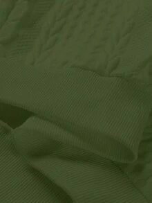 Manfinity CasualCool 男士休闲纯色纹理拉链立领卫衣，男士秋季新款纯白色简约休闲拉链套头卫衣，男士穿搭，日常通勤、旅行百搭单品 - 軍綠色 - 查看 7