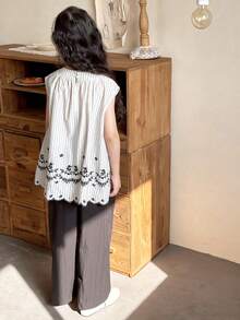 DAZY 2pcs/Set Tween Girls Embroidered Top & Casual Pants Outfit, Fashionable Suit - Multicolor - View 4