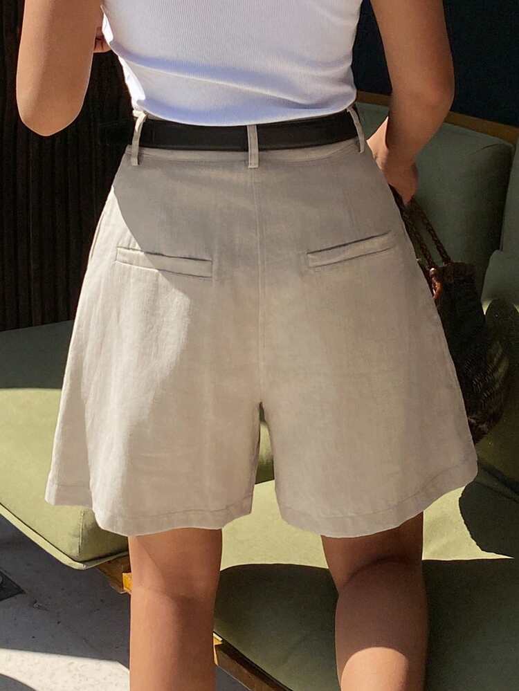 Women's Loose Linen Wide Leg Casual Shorts, Suitable For Spring/Summer