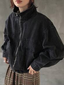 FRIFUL Women's Casual Washed Denim Jacket, Autumn