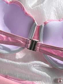Swim SXY 2022 Spring/Summer Vacation Beach Women 2 Pieces Swimwear Set, Pink Laser Shell Padded Bikini 2026 New Women's Swimwear ArrivalFor School,Suitable For Holiday, Date, Afternoon Tea, Western, Cruise, Beach, Island, Road Trip, All Seasons, Music Festival, Boho Vacation,Bohemian Vacation, Chill Autumn ,Western Boho ,Elegant Tops For Women Sea Bikini Set Summer Sexy Bikini Set Bikini Sets Not Cheeky Shell Bikini Seashell Bikini - Pink - View 7
