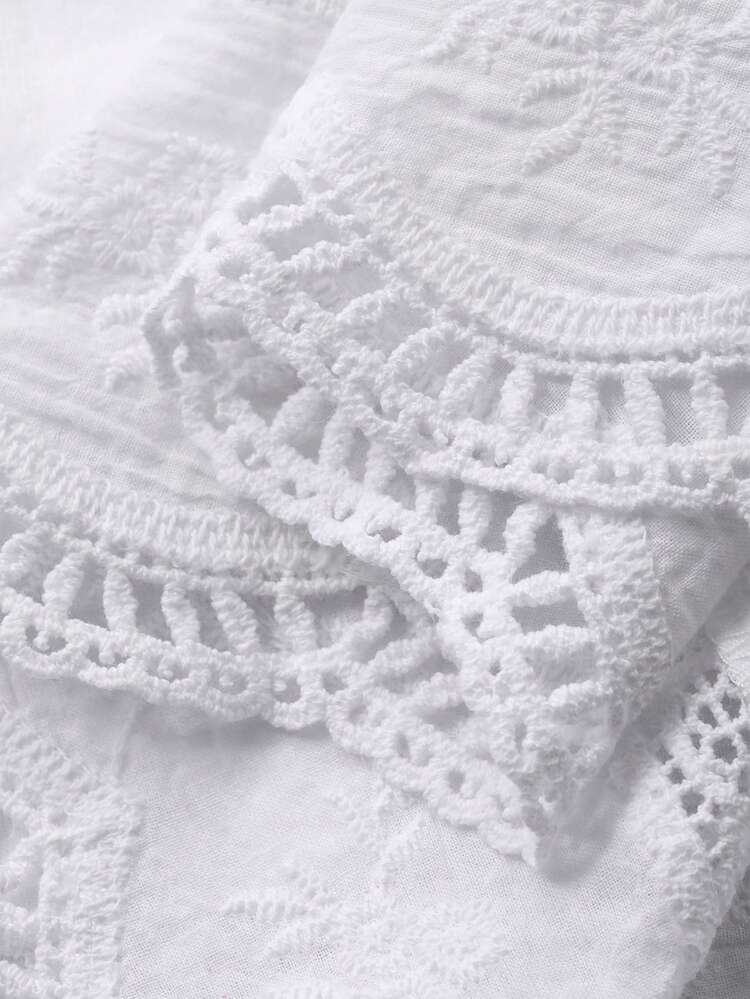 Women's Casual Solid Color Embroidery Patchwork T-Shirt, Summer