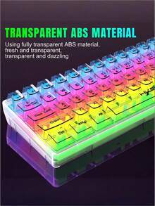 Teckwe 有线透明游戏键盘，RGB背光超紧凑防水小巧紧凑型61键PC键盘 - 彩色 - 查看 4