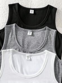 3件套少女简约休闲纯色褶皱吊带背心，短款褶皱休闲背心，柔软夏季上衣，白色/黑色/灰色经典百搭色 - 彩色 - 查看 3