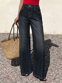 Livesso Women's Distressed High Neck Casual Jeans