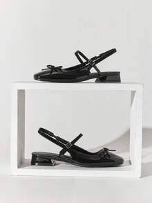 SHUZIA Women's Elegant French Charming Bow-Toed Sling-Back Pumps - Black - View 7