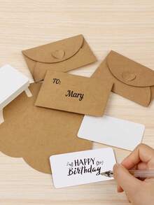 1/10/20/40/50PCS Mini Envelope & Blank Note Card Set - Kraft Paper Invitation Envelopes For Gift Cards, Wedding, Thank You Notes & Mailing - Multicolor - View 3