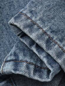 DAZY 女士低腰筒状休闲牛仔裤，都市街头风 Y2K - 中等水洗藍 - 查看 8