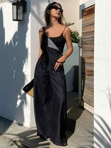 DAZY Quần yếm và áo liền quần denim kiểu dáng thường ngày thêu hoa dành cho nữ, thích hợp cho kỳ nghỉ hè. - Rửa tối - Xem 3