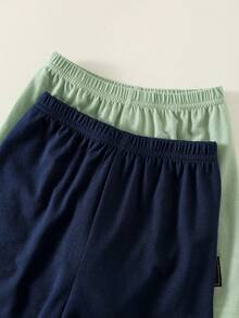 SHEIN 4件套男婴可爱卡通印花针织短袖睡衣套装，夏季基础款多件套 - 彩色 - 查看 8