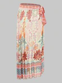 Swim Oasis 26SS 春夏度假沙滩棕榈树花卉图案印花连体泳衣配同款半身裙 - 彩色 - 查看 3